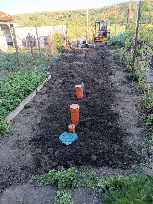 Fose septice, instalații,canalizare , apă, Miniexcavator, piatră,nisip