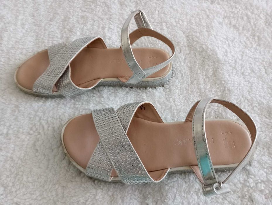 Sandale argintii cu bareta cu scai 37 (23 cm)