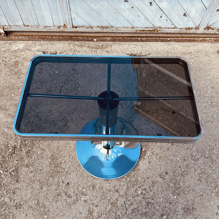 Италианска конзолна маса Allegri Parma 70-те – хром и опушено стъкло