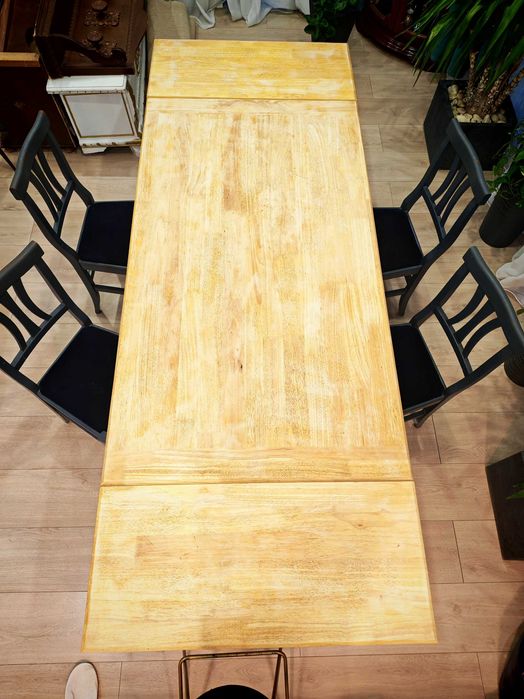 Masa extensibila din stejar cu scaune