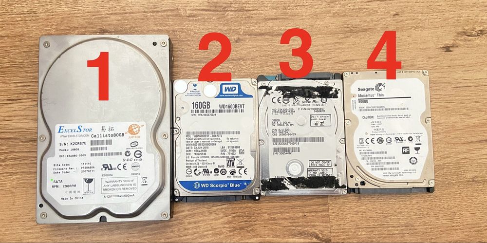 Продавам 4 бр HDD – 80GB, 160GB, 300GB, 500GB