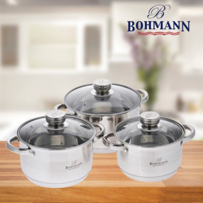 Комплект тенджери Bohmann, 22/24/26см. , Неръжд. Стомана