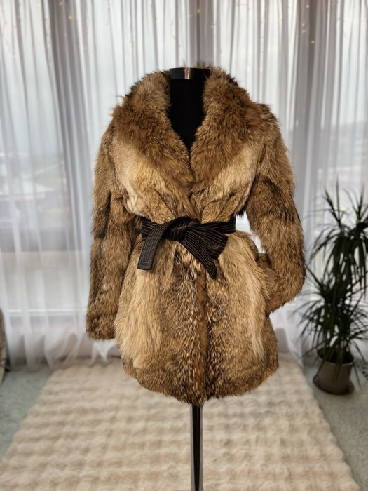 Haina din blana naturala de vulpe cristal marime s/m