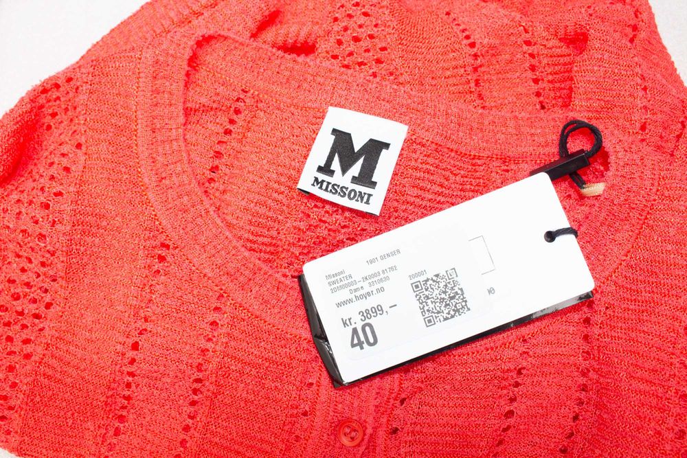 M Missoni дамска жилетка цвят корал от вълна и вискоза S Нова