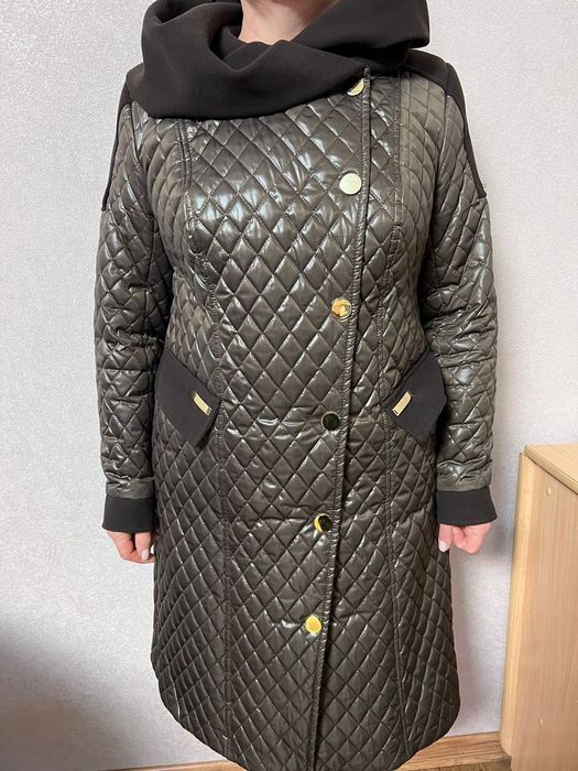 Пальто-плащ комбинированный