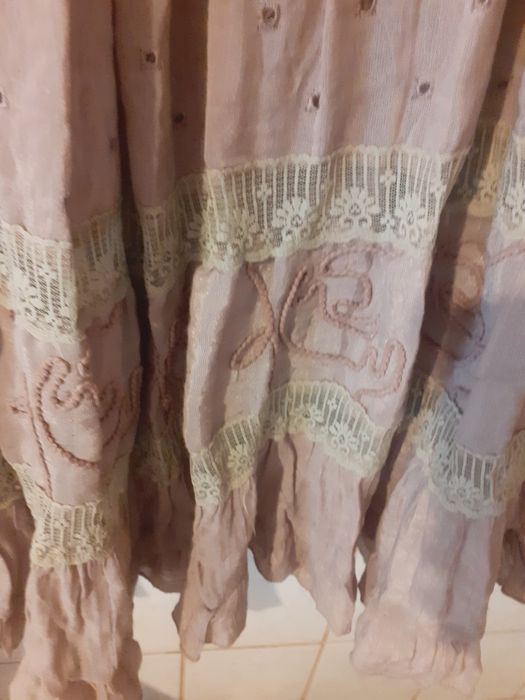 Fustă ampla roz pudră talie pe elastic