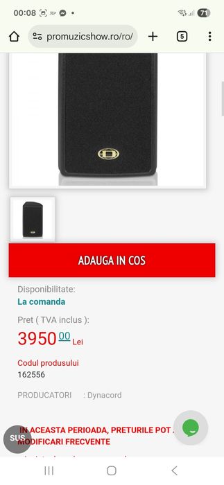 Vind piese din boxa dynacord D8 A