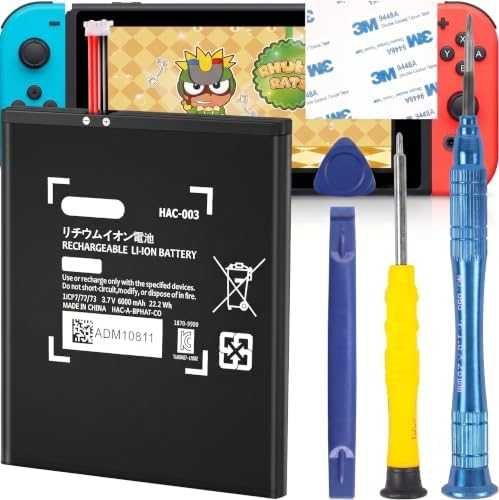 Нова Батерия 6000mAh HAC-003 за Nintendo Switch HAC-001 Подобрена Клетка