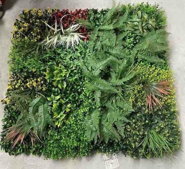 Panou decorativ verde cu mix de plante artificiale 1mx1m Spring