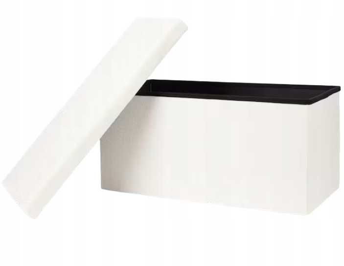 Пуф за съхранение, табуретка - Сгъваема - Бяла - 76 см 38 см