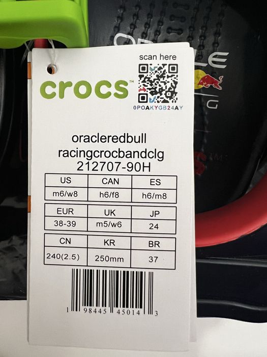 crocs ORACLE Red Bull racing 38-39 размер