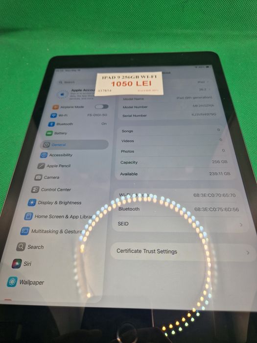 Ipad 9 wifi 256gb 82% bat•Amanet Lazar Crangasi•43785