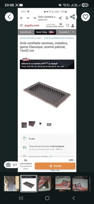 Vand grila ventilatie metalica semineu