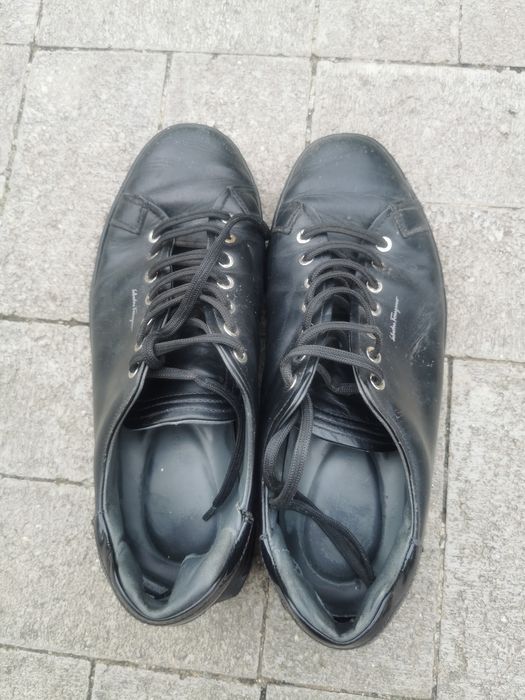 Pantofi piele negri Salvatore Ferragamo low cut Sneaker adidași