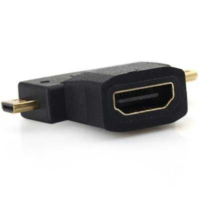 Позлатен 3 в 1 HDMI женски към Micro HDMI и Mini HDMI мъжки конвертор