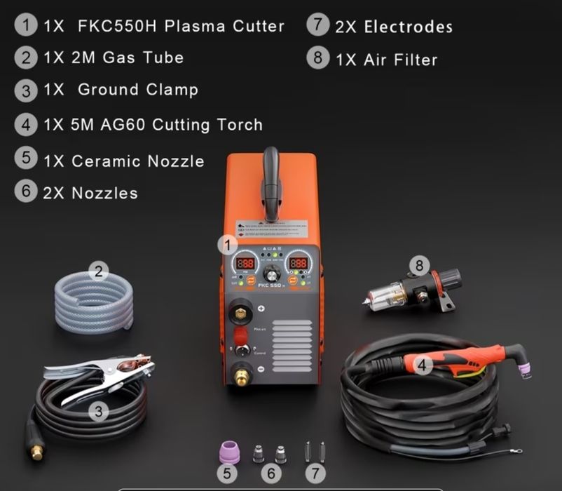 Aparat de tăiat cu plasmă FEIFANKE FKC-550H (55A, Dual Voltage, Non-Contact Pilot Arc) – Nou / Stare perfectă
