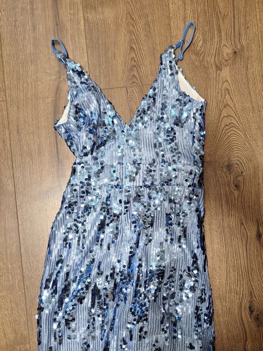 Официална синя рокля с пайети Lucy