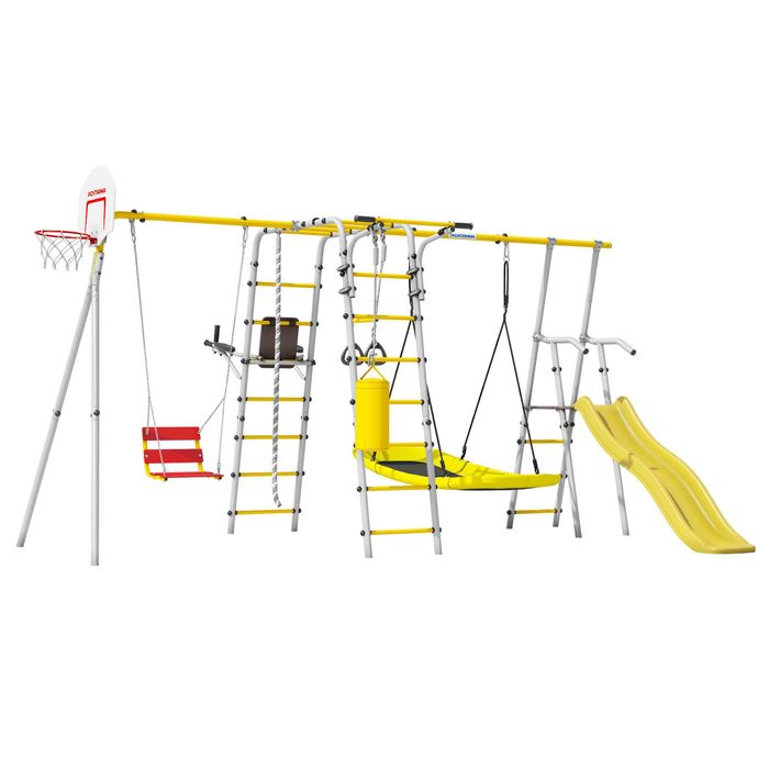 Уличный комплекс ROMANA Fitness + доп. горка с качелями-лодка