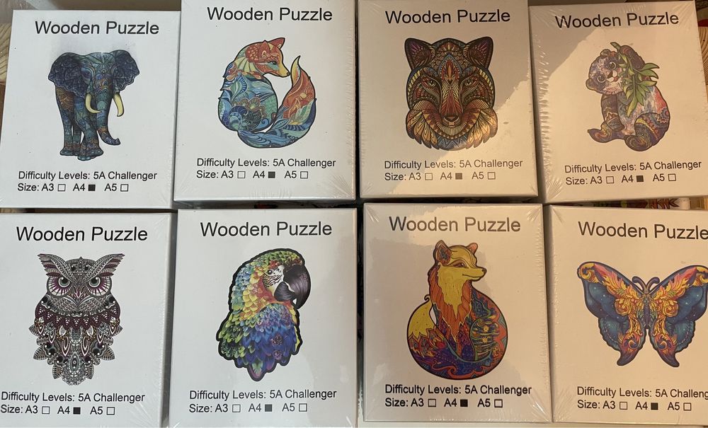 Jucarii - Puzzle din lemn - forme diferite animale