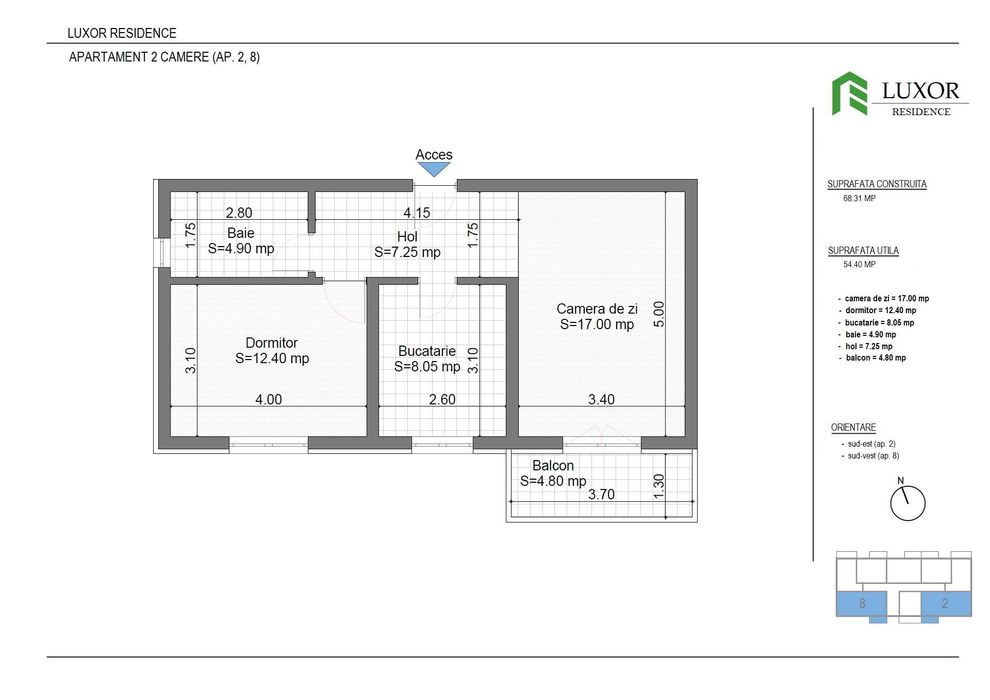 Apartament 2 camere decomandat Valea Lupului