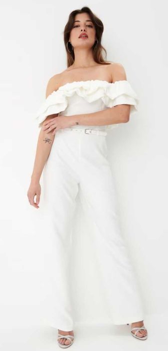 Уникален дамски бял гащеризон Mohito