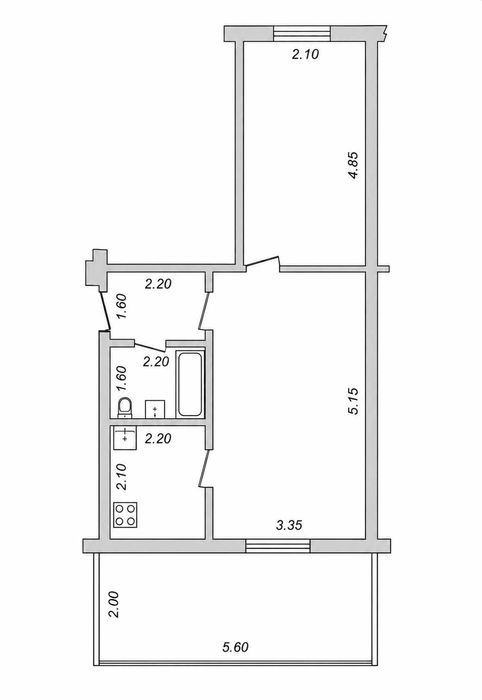 2-комнатная 54 м² | Круг Актепе - ул. Гульхани / Сеул | Вдоль речки