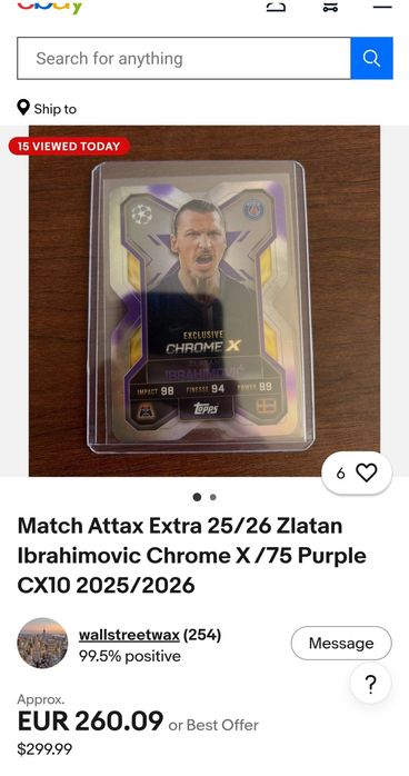Match Attax Ibrahimovic Chrome X  exclusive /75