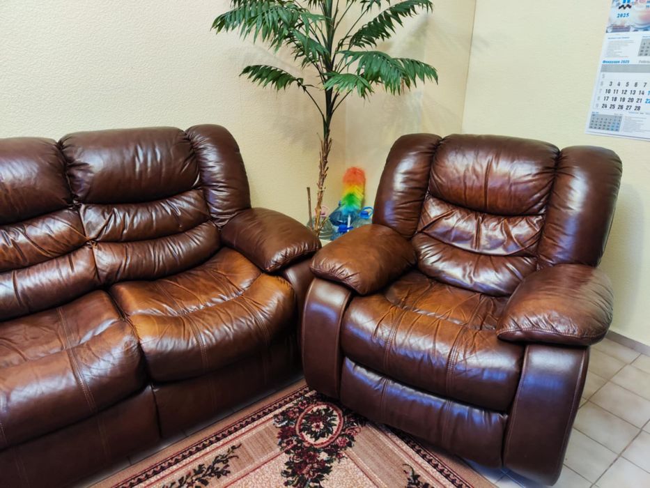 Кожен Диван Холна гарнитура/ релакс Фотьоили