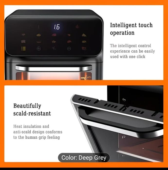 Air fryer, airfryer 9L cu dubla coacere si geam