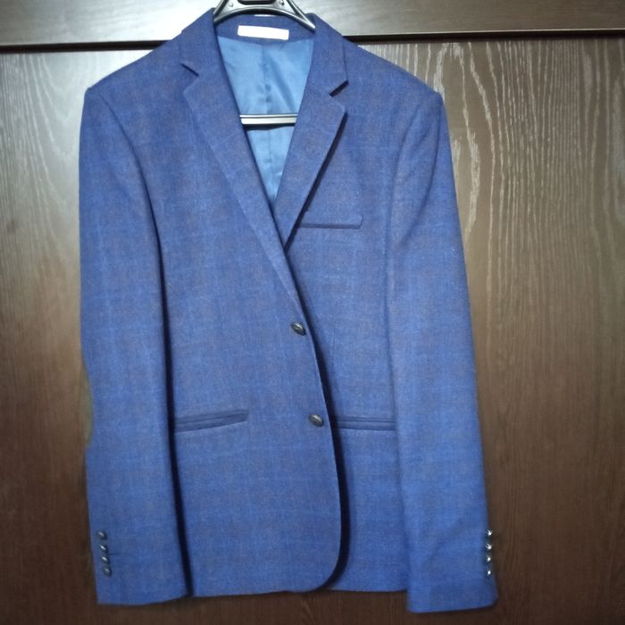 Пиджак синий с заплатками