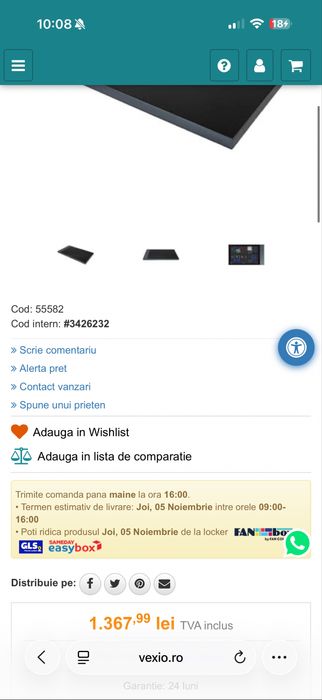 Shelly Wall Display XL Negru – panou tactil smart 10.1" cu releu 5A si Wi-Fi 6 - NOU