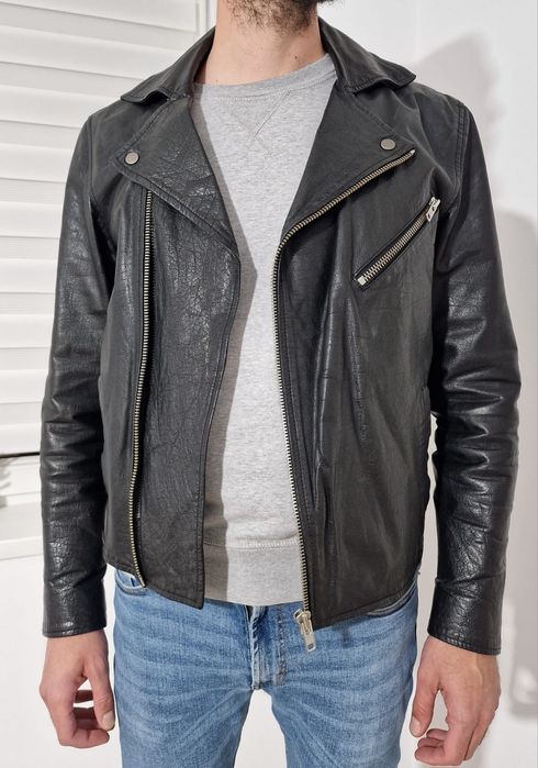 Geaca Piele Barbati Selected Homme Vintage Leather Biker Jacket Slim M