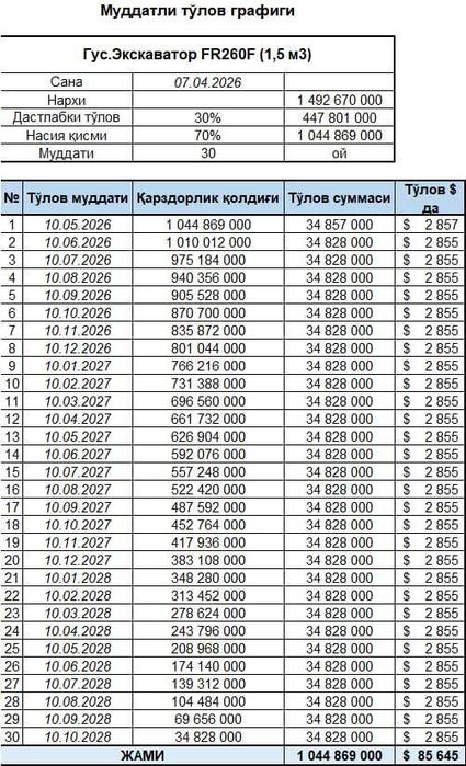 LOVOL FR260F Бошлангич 30% улгириб колинг