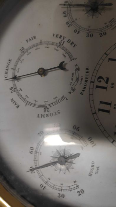 Stație Meteo Nautică Vintage (Barometru, Termometru, Higrometru, Ceas)