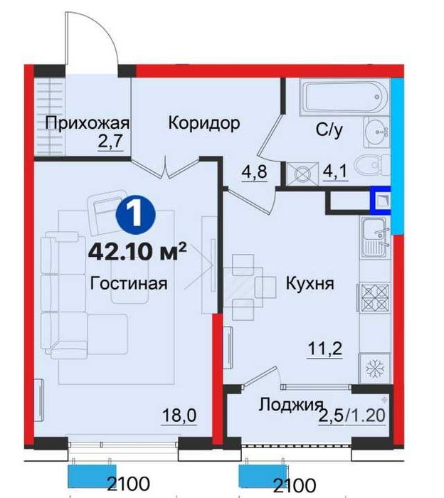 1-комн квартира у МЕТРО | 42м² | инвестиция | дом сдан | NRG-BI • kw89