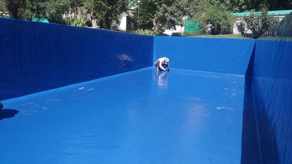 Опшивка, обшивка бассейнов ПВХ пленкой.