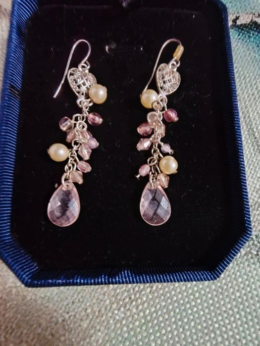 Colier + cercei argint rodiat Made in Italy