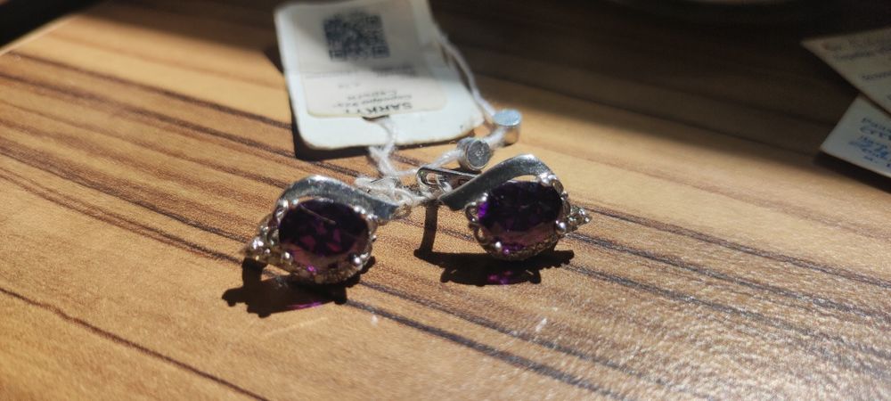 Серебряные сережки с цирконием