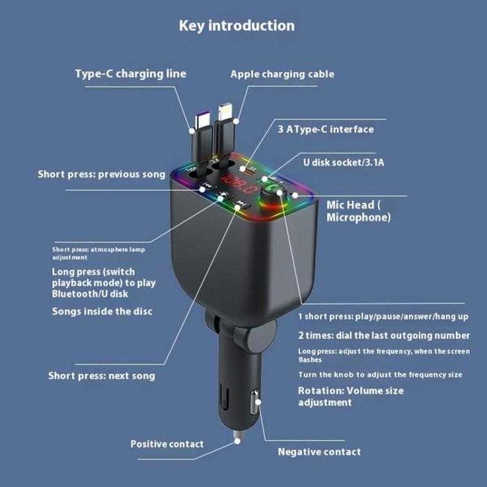 Зарядно №5056-1  устройство с Bluetooth FM трансмитер