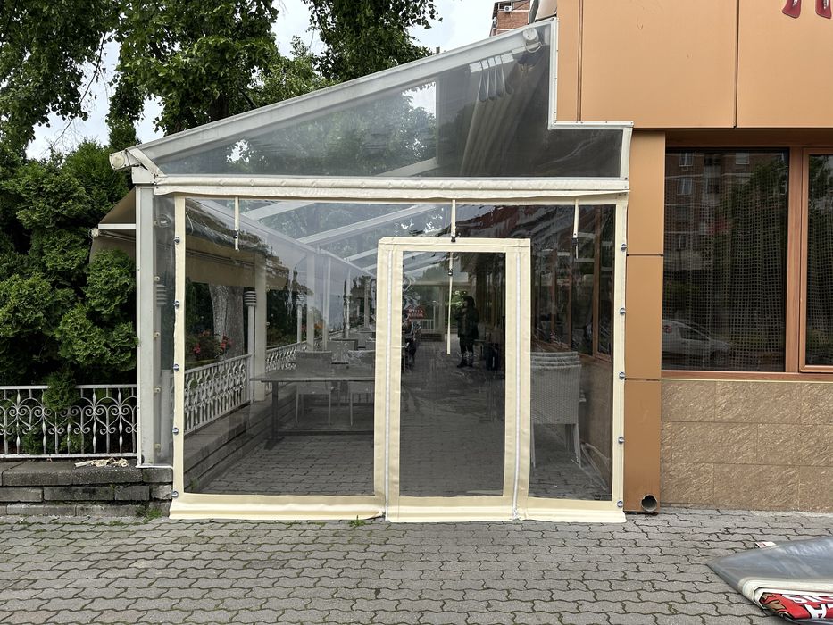 Ветроупорни завеси и прегради кристал PVC инил барбекю найлони