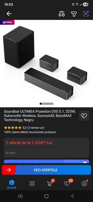 Vând sau schimb soundbar 5.1 cu subwoofer