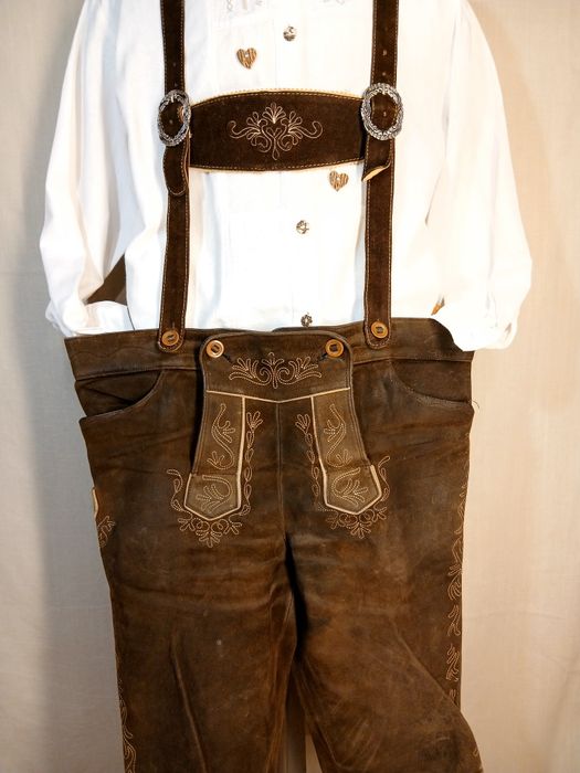 Pantaloni Oktoberfest Lederhose bavarezi vintage