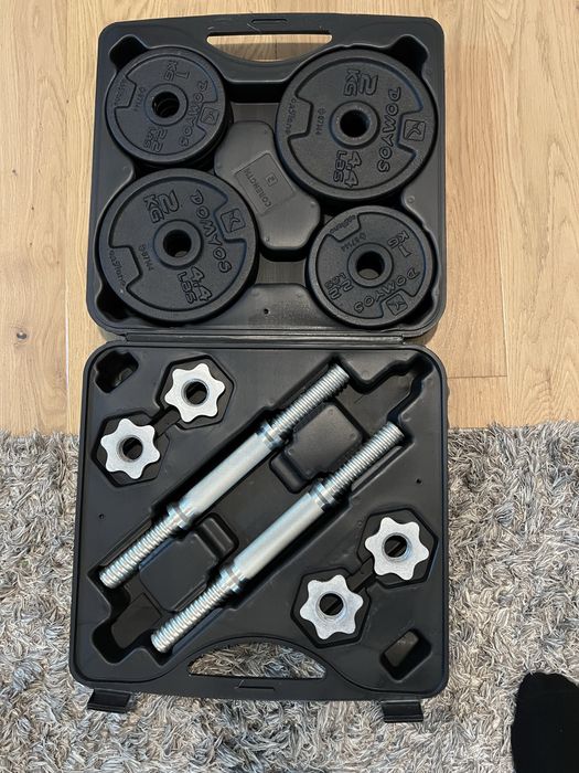 Set gantere CORENGTH  20kg + 2 discuri 5kg + gantere