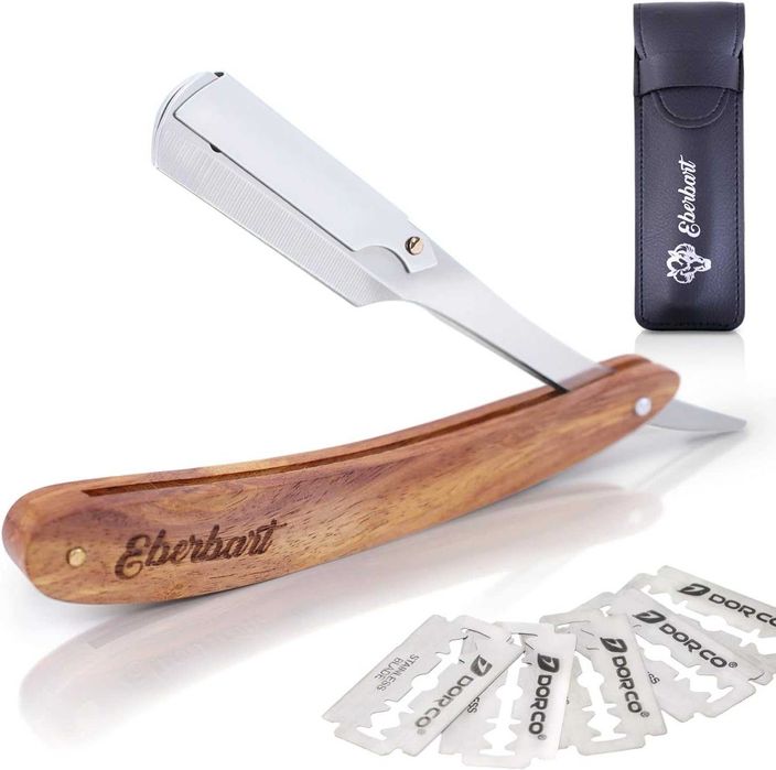 brici barbierit(aparat ras) cu maner lemn si husa trasnport, best GIFT