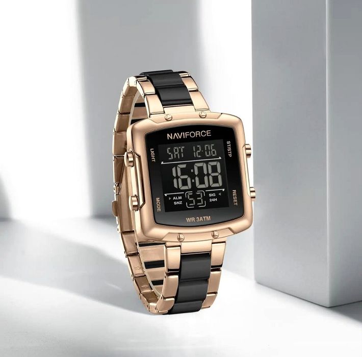 Ceas Dama NaviForce Gold-LCD cu Afișaj electronic auriu elegant Nou