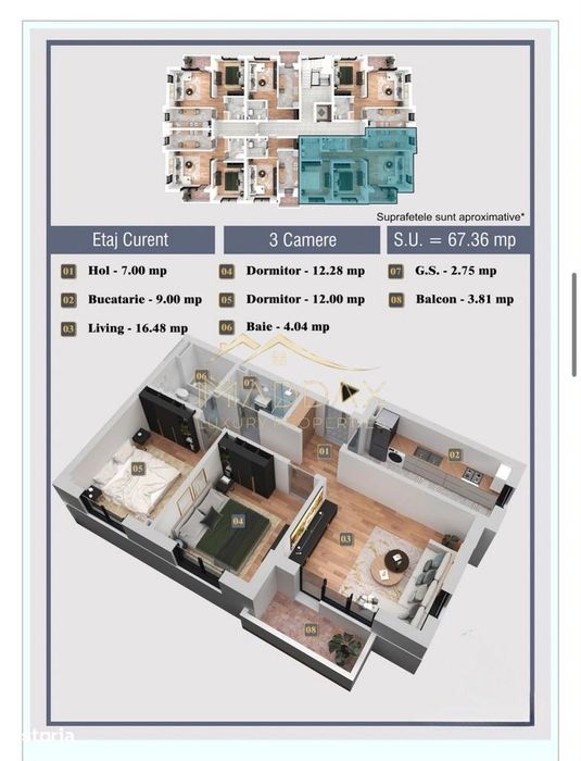 Apartament de vanzare* 3 camere /68 mp/ Chiajna/Loc de parcare inclus