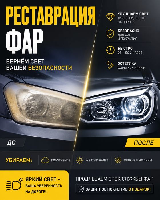 Реставрация Фар на все виды машин