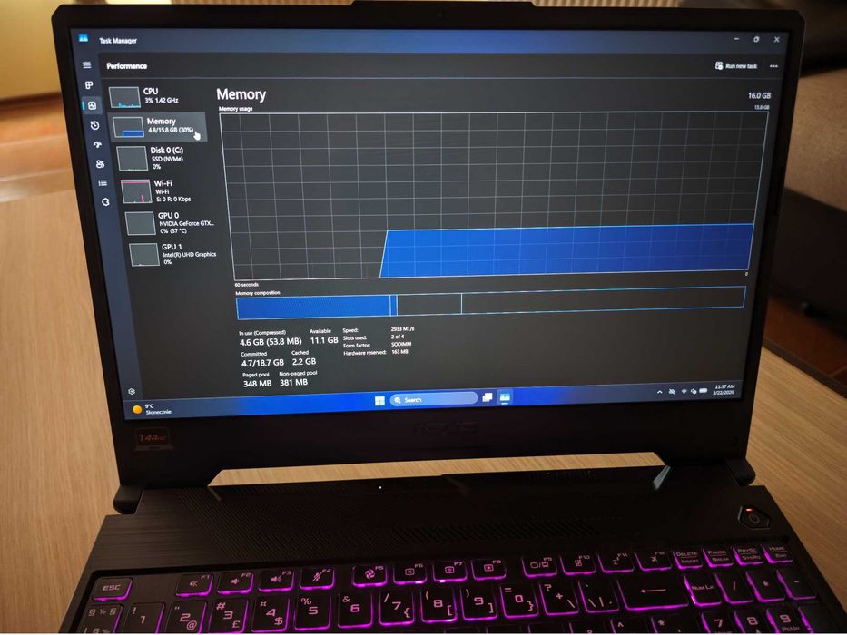 Laptop Gaming ASUS TUF i5 Gen 10 GTX 1650TI NVME 512GB 16GB RAM 144HZ