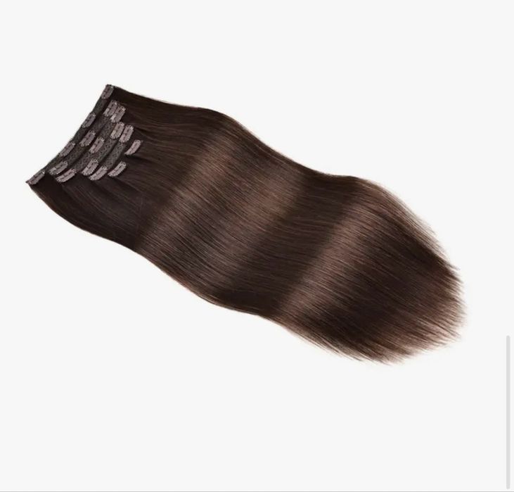 100% Естествена права коса 45см - 70 грама , 7 реда Клипс - Remy