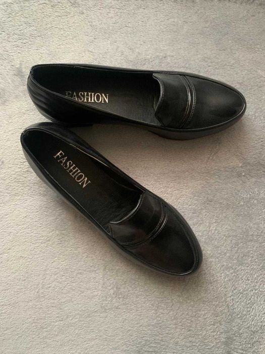 Pantofi/ Mocasini dama negri cu toc mic patrat
